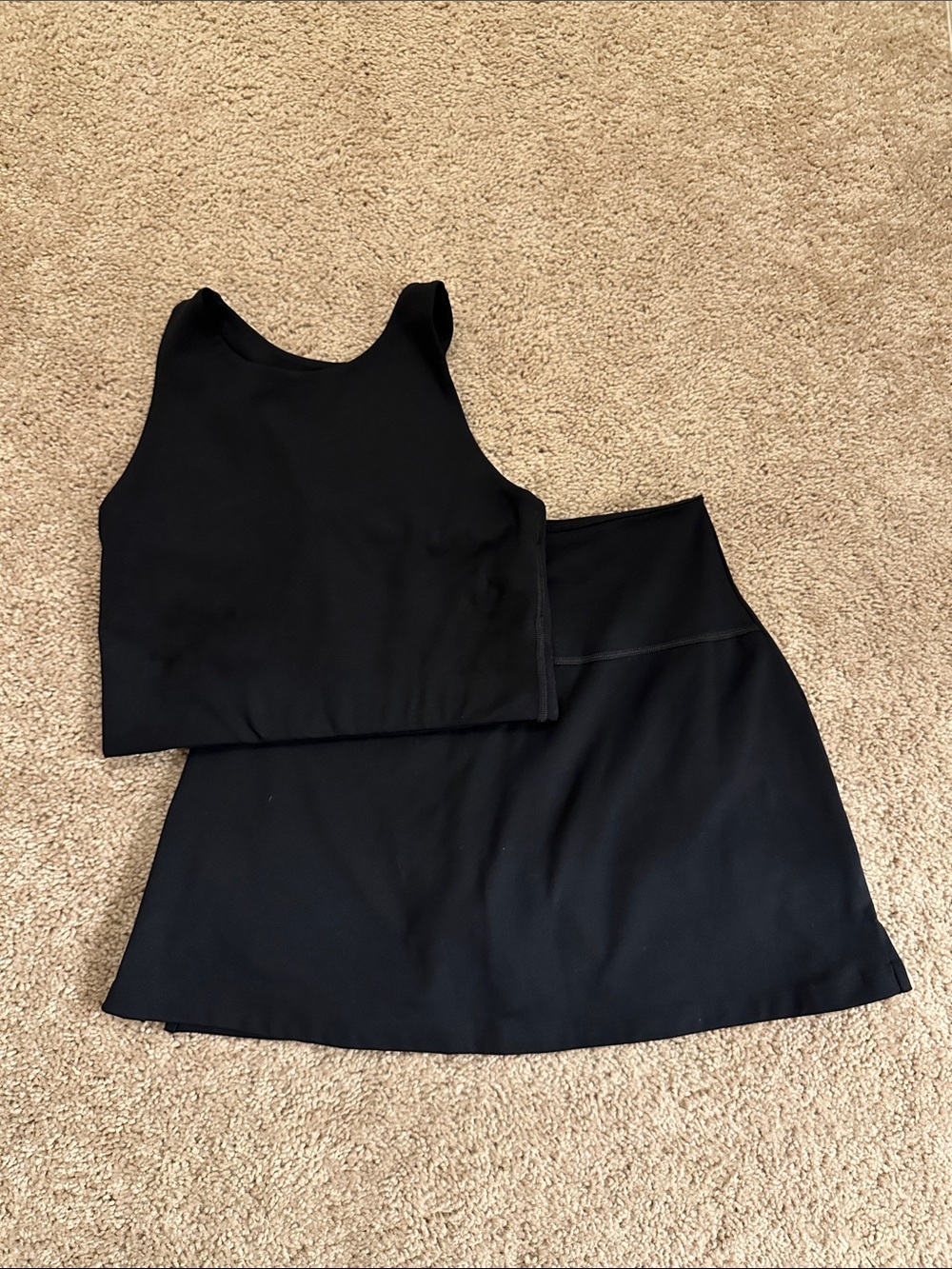 girlfriend collective Black Skirt Set — Cropped Tank & A-Line Skirt NWOT